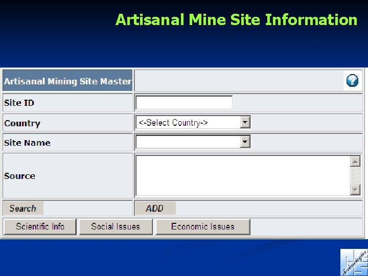 Artisanal Mine Site Information 