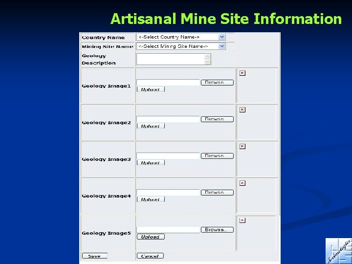 Artisanal Mine Site Information 