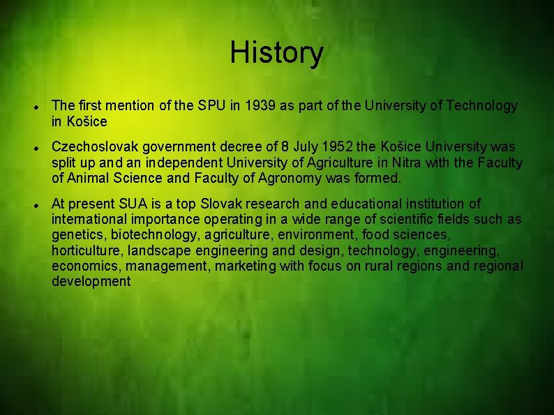 History The first mention of the SPU in 1939 as part of the University