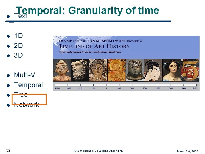 Temporal: Granularity of time l Text l 1 D 2 D 3 D l