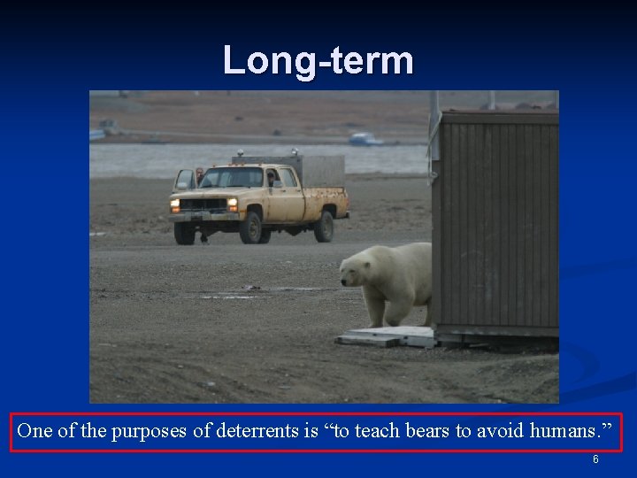 Long-term One of the purposes of deterrents is “to teach bears to avoid humans.