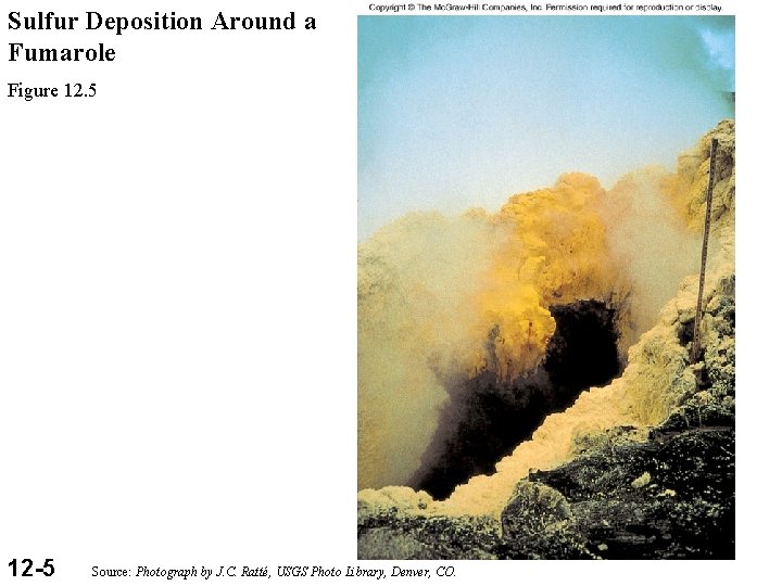 Sulfur Deposition Around a Fumarole Figure 12. 5 12 -5 Source: Photograph by J.