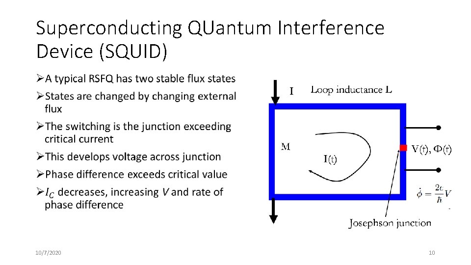 Superconducting QUantum Interference Device (SQUID) 10/7/2020 10 