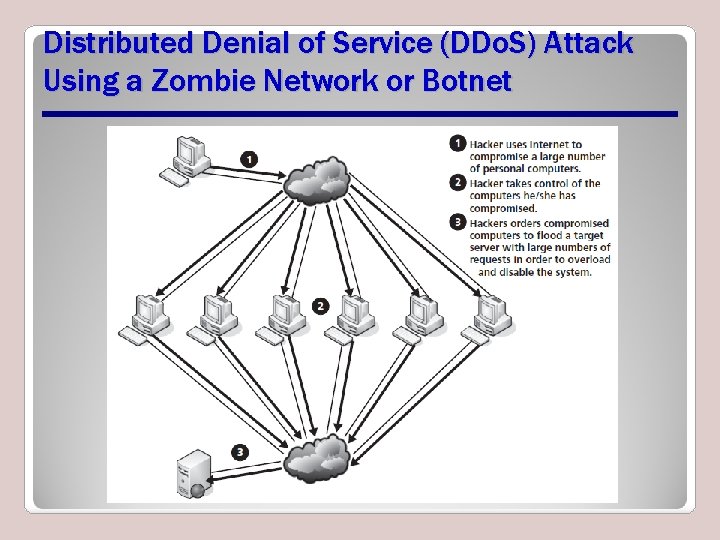 Distributed Denial of Service (DDo. S) Attack Using a Zombie Network or Botnet 