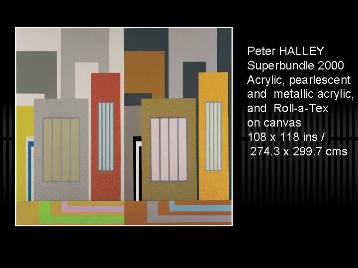 Peter HALLEY Superbundle 2000 Acrylic, pearlescent and metallic acrylic, and Roll-a-Tex on canvas 108