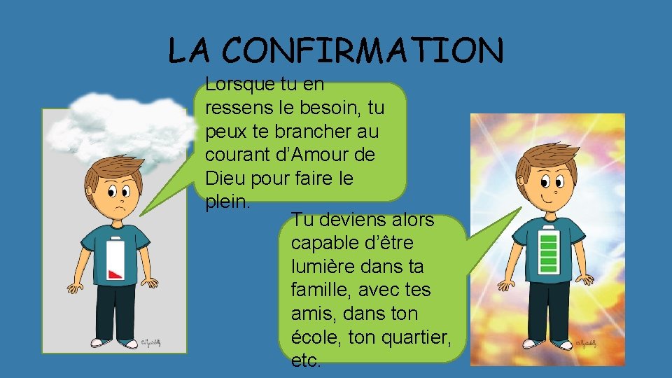 LA CONFIRMATION Lorsque tu en ressens le besoin, tu peux te brancher au courant