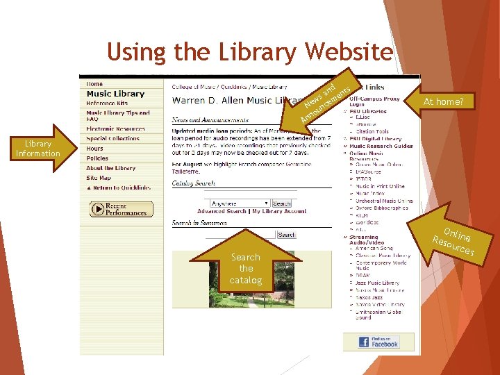 Using the Library Website d s an ent s m w Ne nce u