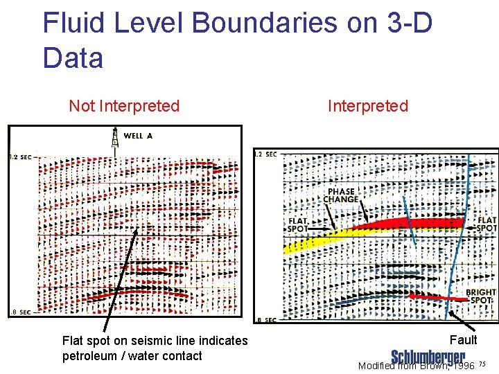 Fluid Level Boundaries on 3 -D Data Not Interpreted Flat spot on seismic line