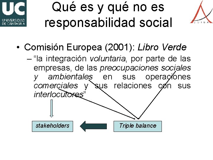 Qué es y qué no es responsabilidad social • Comisión Europea (2001): Libro Verde