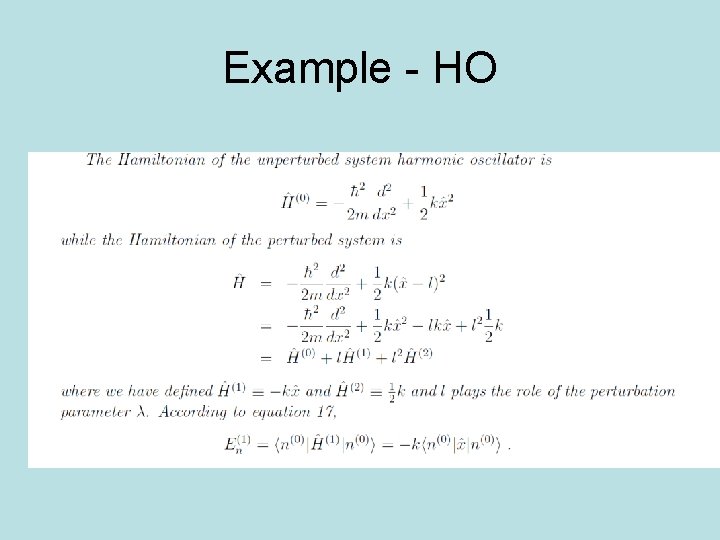Example - HO 