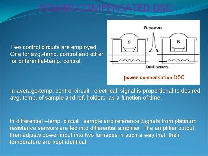 POWER COMPENSATED DSC: Two control circuits are employed. One for avg. -temp. control and