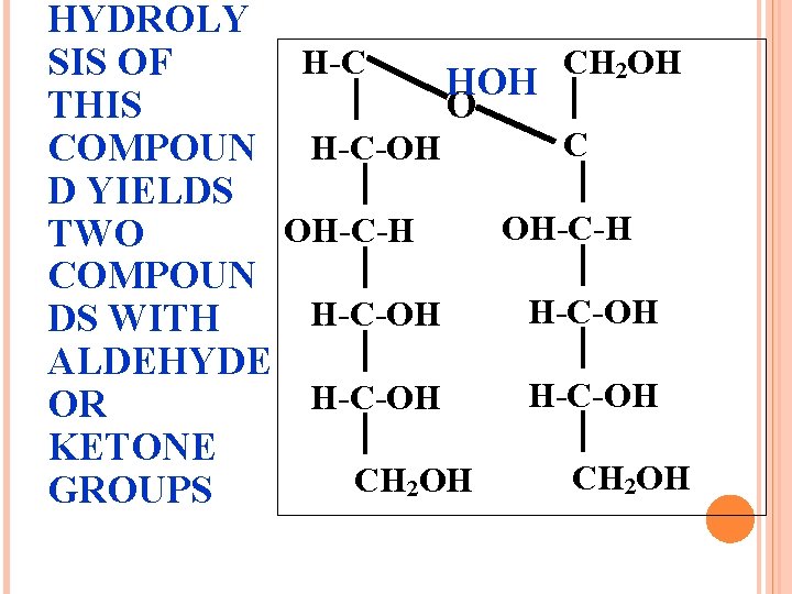 HYDROLY H-C CH 2 OH SIS OF HOH O THIS COMPOUN H-C-OH C D
