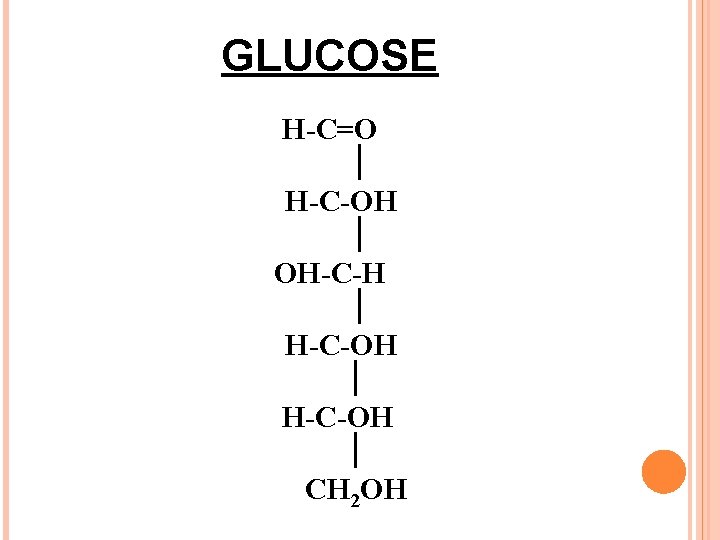 GLUCOSE H-C=O H-C-OH OH-C-H H-C-OH CH 2 OH 