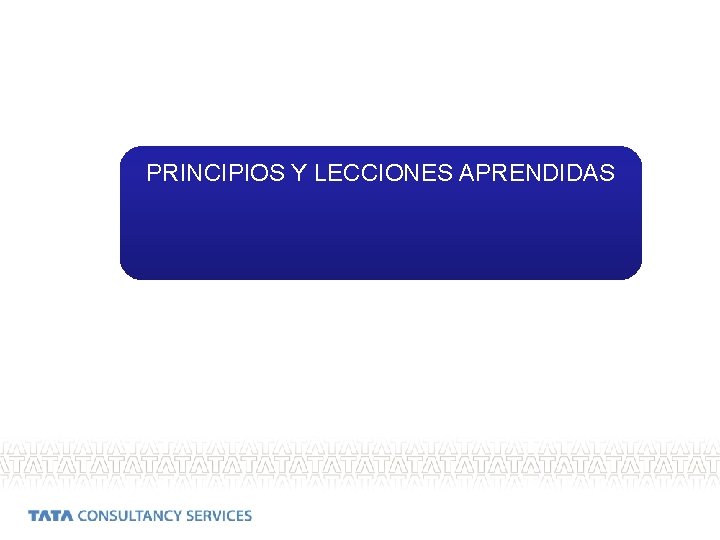 PRINCIPIOS Y LECCIONES APRENDIDAS 
