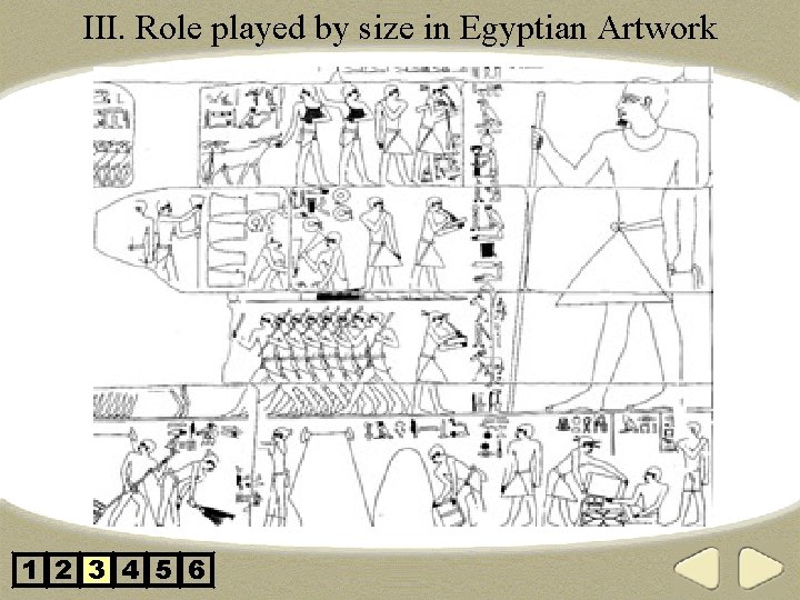 III. Role played by size in Egyptian Artwork 1 2 3 4 5 6