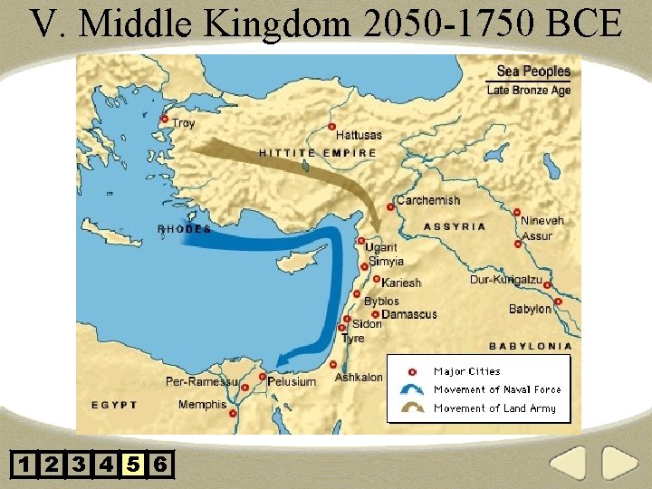 V. Middle Kingdom 2050 -1750 BCE 1 2 3 4 5 6 