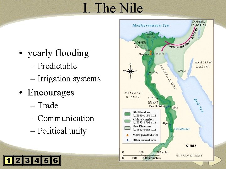 I. The Nile • yearly flooding – Predictable – Irrigation systems • Encourages –