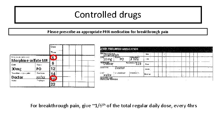 Controlled drugs Please prescribe an appropriate PRN medication for breakthrough pain Morphine sulfate MR
