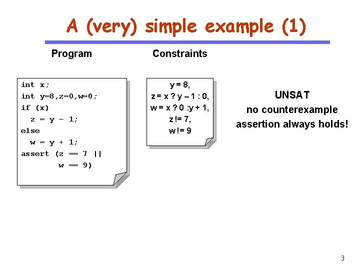 A (very) simple example (1) Program CS 510 Software Engineering int x; int y=8,