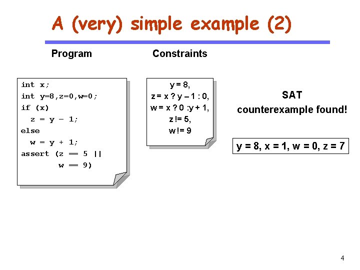 A (very) simple example (2) Program CS 510 Software Engineering int x; int y=8,