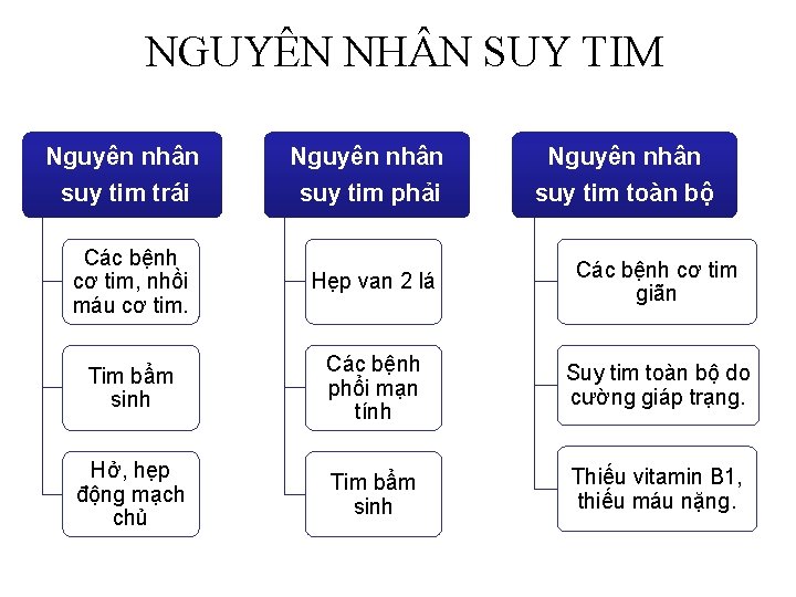 NGUYÊN NH N SUY TIM Nguyên nhân suy tim trái suy tim phải suy