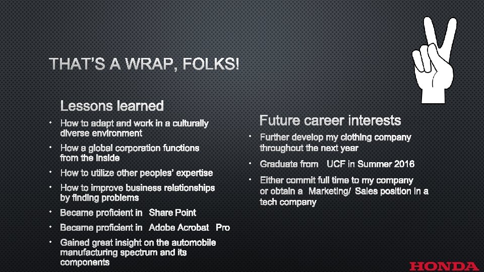 THAT’S A WRAP, FOLKS! LESSONS LEARNED • HOW TO ADAPT AND WORK IN A