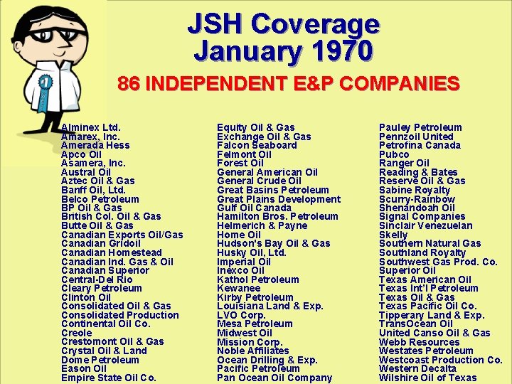 JSH Coverage January 1970 86 INDEPENDENT E&P COMPANIES Alminex Ltd. Amarex, Inc. Amerada Hess