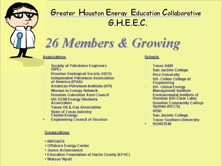 Greater Houston Energy Education Collaborative G. H. E. E. C. 26 Members & Growing