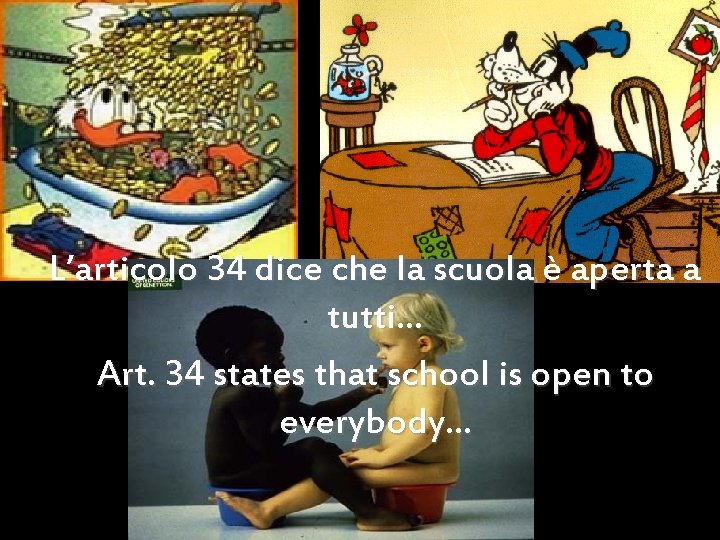 L’articolo 34 dice che la scuola è aperta a tutti… Art. 34 states that