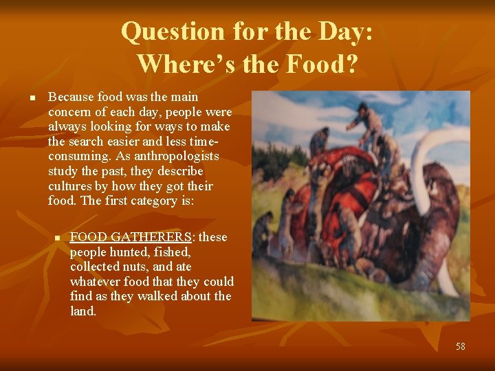 Question for the Day: Where’s the Food? n Because food was the main concern