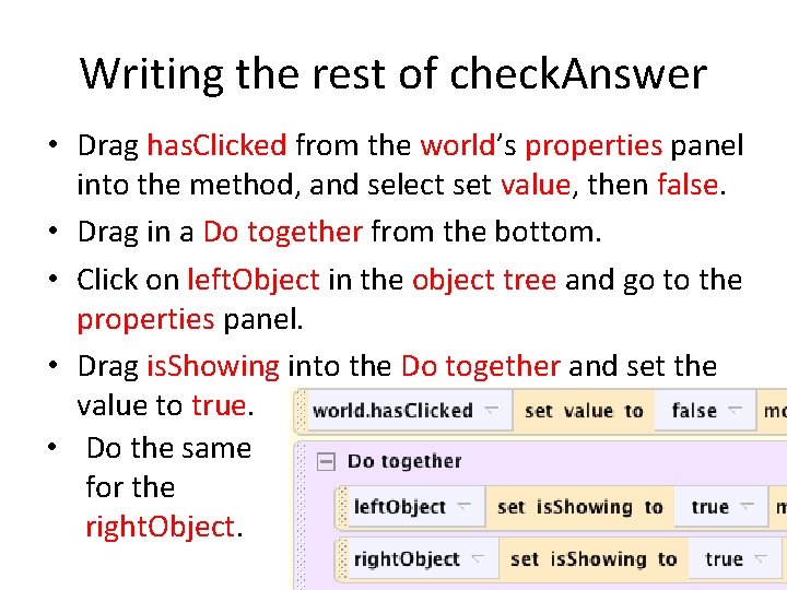 Writing the rest of check. Answer • Drag has. Clicked from the world’s properties