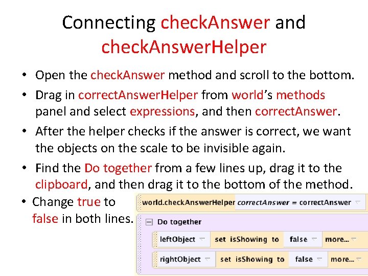 Connecting check. Answer and check. Answer. Helper • Open the check. Answer method and