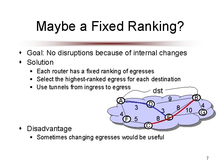 Maybe a Fixed Ranking? s Goal: No disruptions because of internal changes s Solution