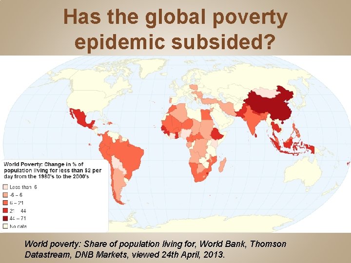 Has the global poverty epidemic subsided? World poverty: Share of population living for, World