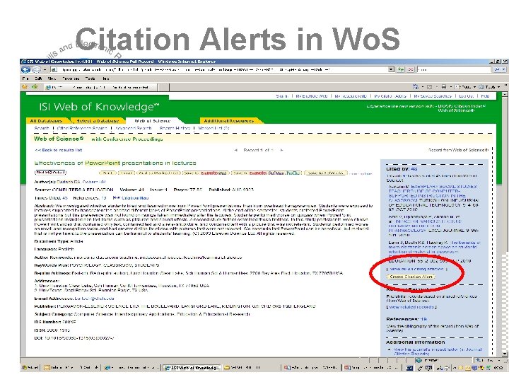 Citation Alerts in Wo. S 