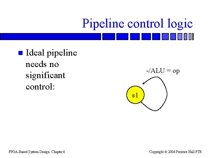 Pipeline control logic n Ideal pipeline needs no significant control: FPGA-Based System Design: Chapter