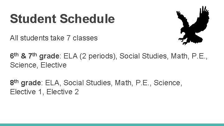 Student Schedule All students take 7 classes 6 th & 7 th grade: ELA