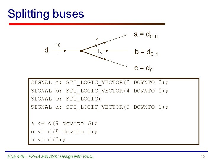 Splitting buses a = d 9. . 6 4 d 10 5 b =