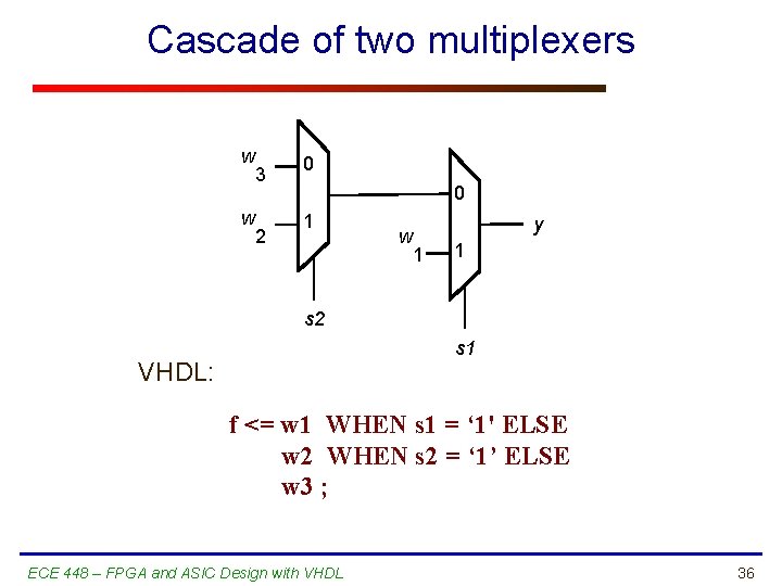 Cascade of two multiplexers w 3 0 w 2 1 0 w 1 y