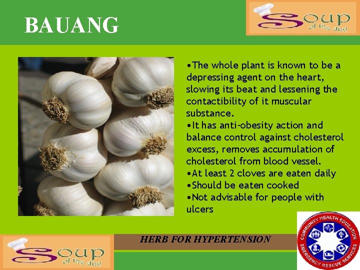 BAUANG • The whole plant is known to be a depressing agent on the
