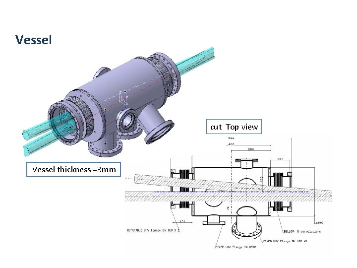 Vessel cut Top view Vessel thickness =3 mm 