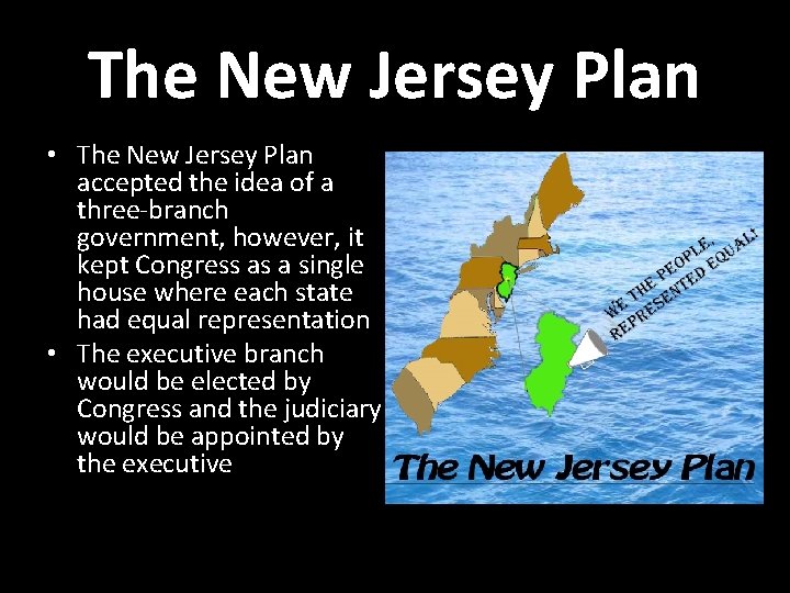 The New Jersey Plan • The New Jersey Plan accepted the idea of a