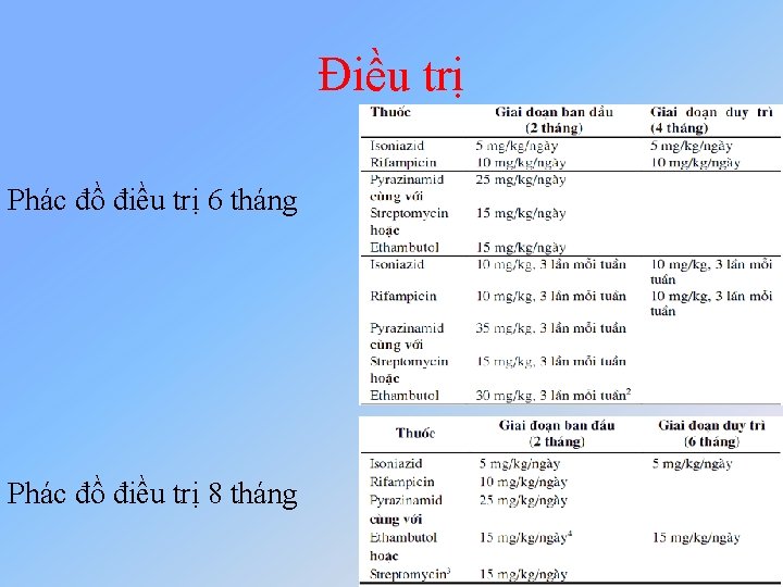 Điều trị Phác đồ điều trị 6 tháng Phác đồ điều trị 8 tháng Điều trị Phác đồ điều trị 6 tháng Phác đồ điều trị 8 tháng