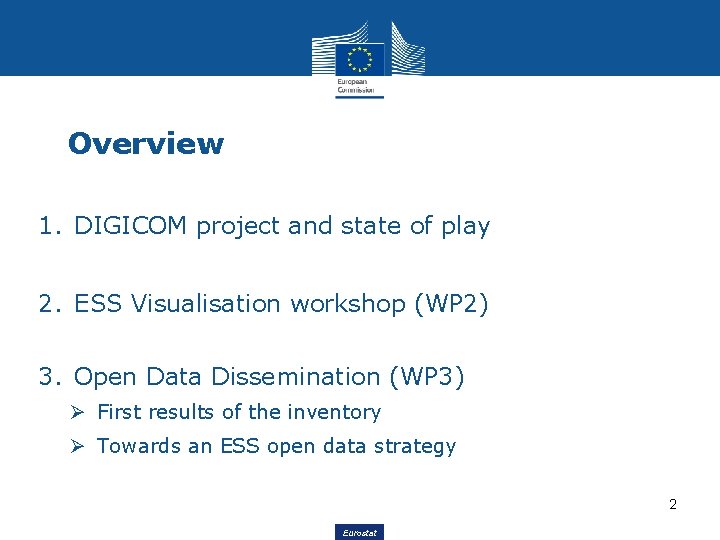 Overview 1. DIGICOM project and state of play 2. ESS Visualisation workshop (WP 2)