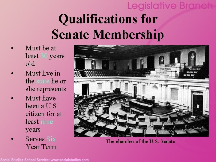 Qualifications for Senate Membership • • Must be at least 30 years old Must