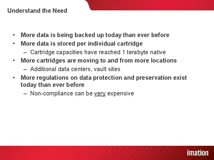 Understand the Need • More data is being backed up today than ever before
