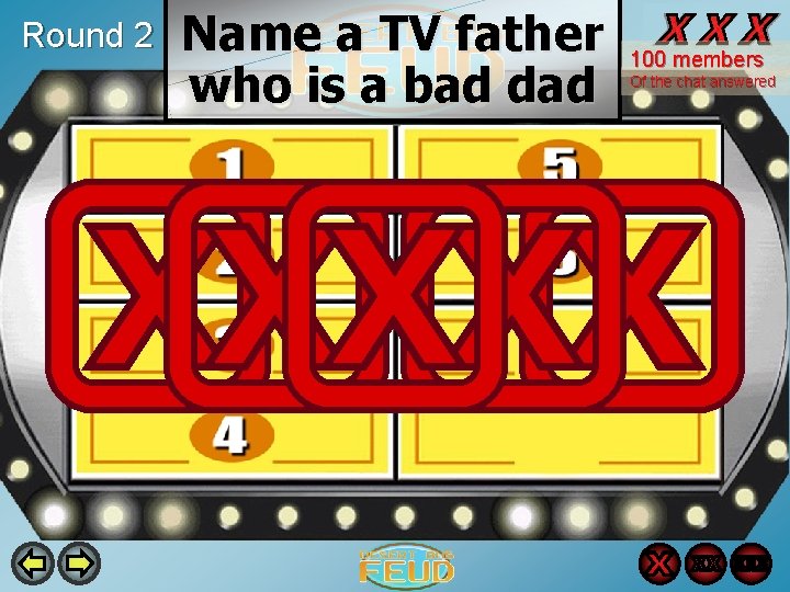 Round 2 Name a TV father who is a bad dad Homer Simpson (The