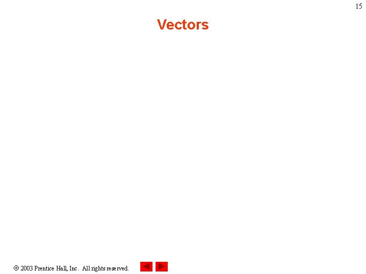 15 Vectors 2003 Prentice Hall, Inc. All rights reserved. 