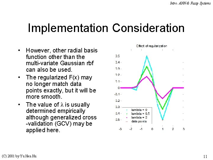 Intro. ANN & Fuzzy Systems Implementation Consideration • However, other radial basis function other