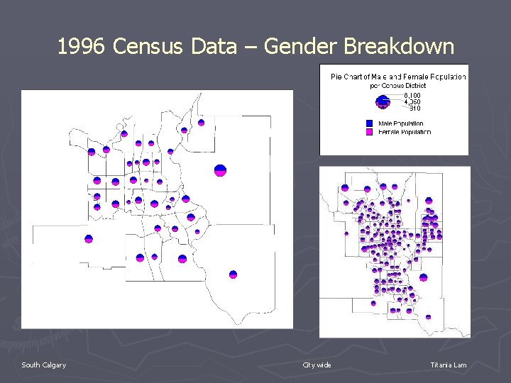 1996 Census Data – Gender Breakdown South Calgary City wide Titania Lam 